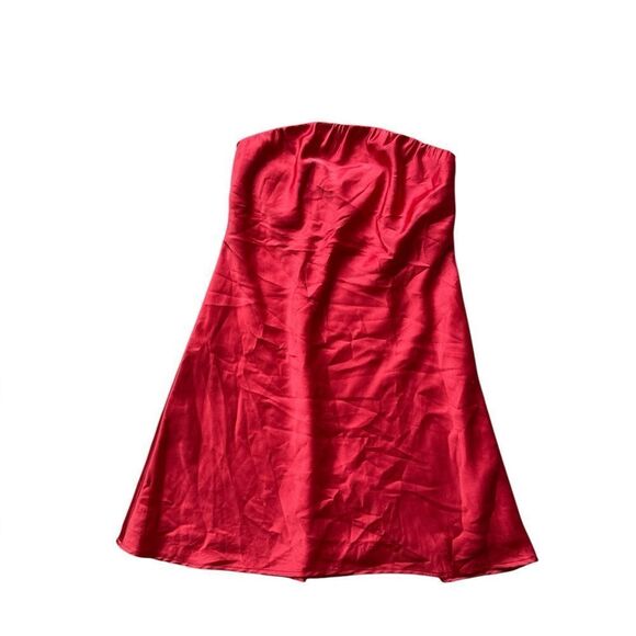 Show Me Your Mumu Taylor Tube Mini Dress in Red Luxe Satin Size S - Picture 8 of 9
